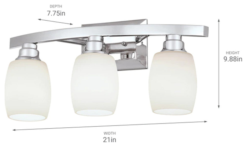 Allen + Roth 21"W 3-Light Bath Vanity Light Fixture by Kichler Chrome Finish