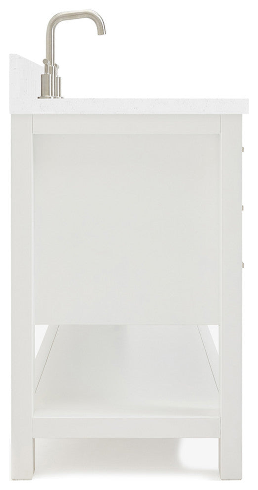 Ariel Magnolia 48" Single Rectangle Sink Vanity, Carrara Quartz, White
