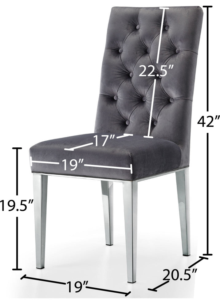 Juno Velvet Dining Chair (Set of 2), Gray