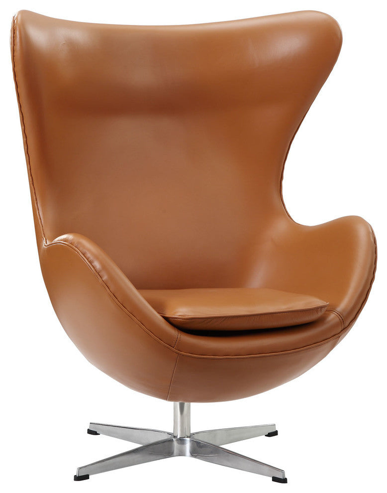 Modern Contemporary Living Room Leather Lounge Chair and Ottoman Terracotta