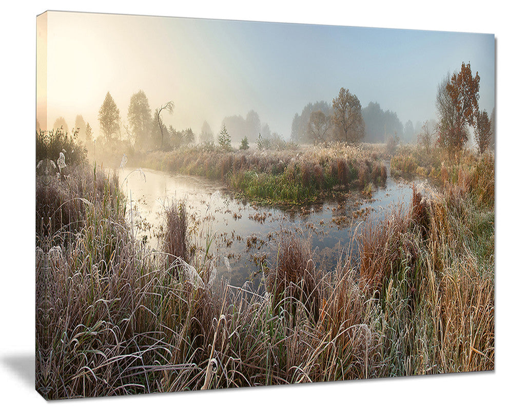 "Frosty Grass Aside River Panorama" Landscape Wall Art, 40"x30"