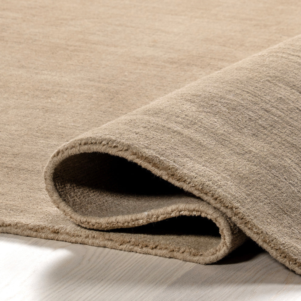 Arrel Speckled Wool-Blend Area Rug, Fawn 2' 6" x 10'