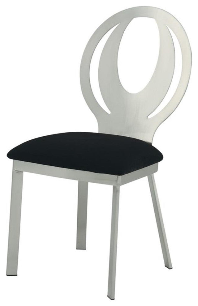 Furniture of America Myer Stainless Steel Dining Chair in Silver (Set of 2)