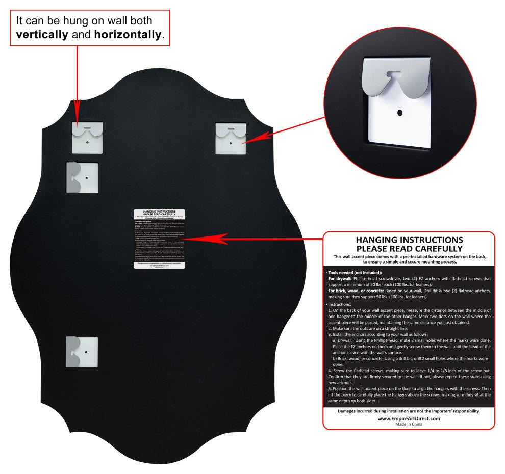 Frameless Beveled Oblong Scalloped Wall Mirror, 1"-Beveled Edge, 30"x40"