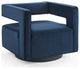 Booth Performance Velvet Swivel Armchair - Midnight Blue