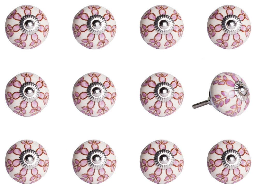 1.5" X 1.5" X 1.5" White Pink And Burgundy  Knobs 12 Pack