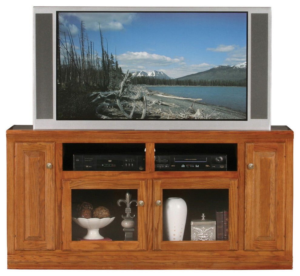 Eagle Furniture Classic Oak Thin 66" Tall Entertainment Console, Medium Oak
