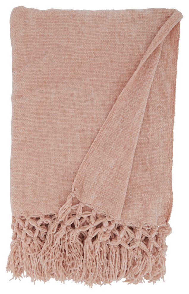 Knotted Design Chenille Throw, Blush