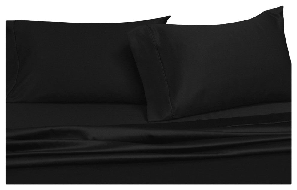 Attached Soft Microfiber Waterbed Sheet Set, Black, King/Cal King