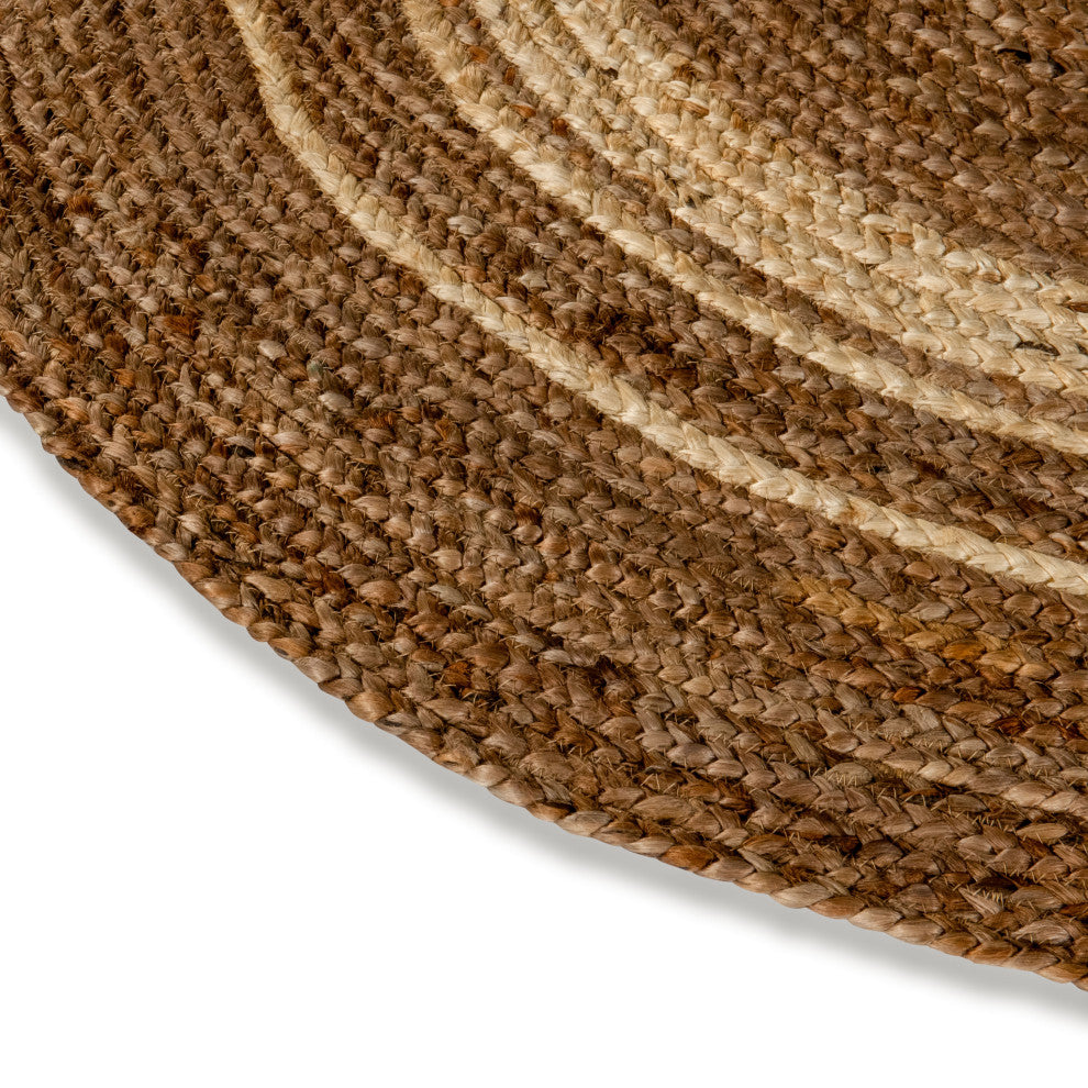 Natural Fiber Jute Area Rug - Braided Indoor Jute Rug - Natural Area Rugs, 4' Ro