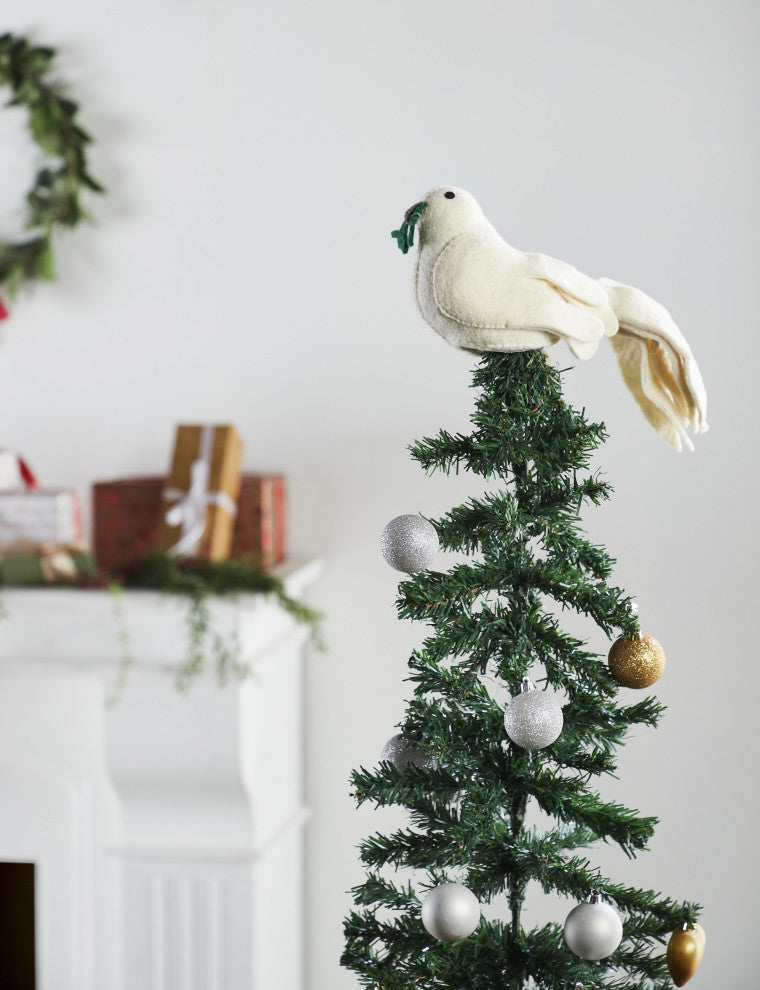 Dove Christmas Tree Topper in Hand Felted Wool