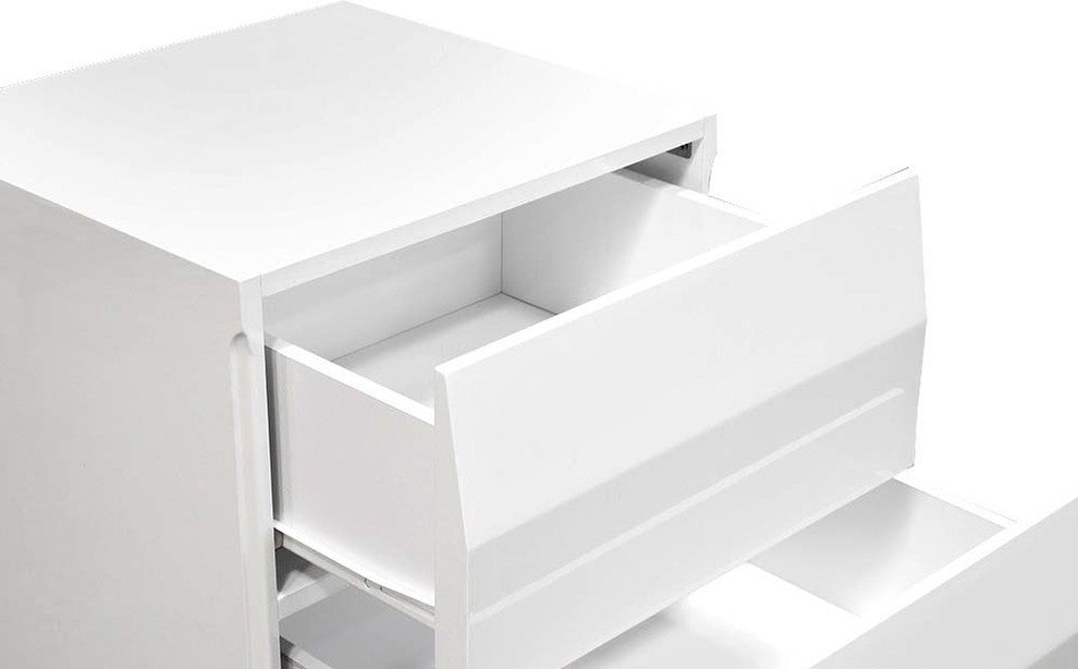 Spain Modern White 2-Drawer Bedroom Nightstand