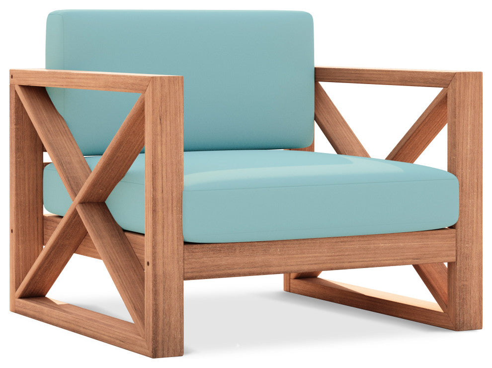 Anguilla Waterproof Fabric Upholstered Outdoor Chair, Blue