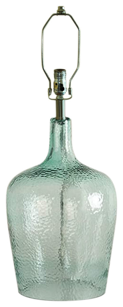 19"h Artisanal Hand-Blown Aqua Green Sea Glass Coastal Style Table Lamp, White L