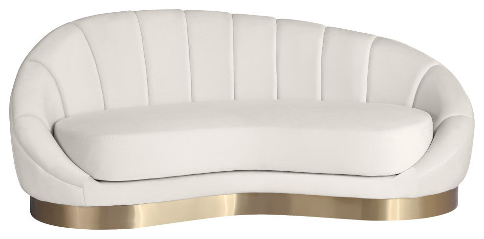 Shelly Velvet Upholstered Chaise, Cream