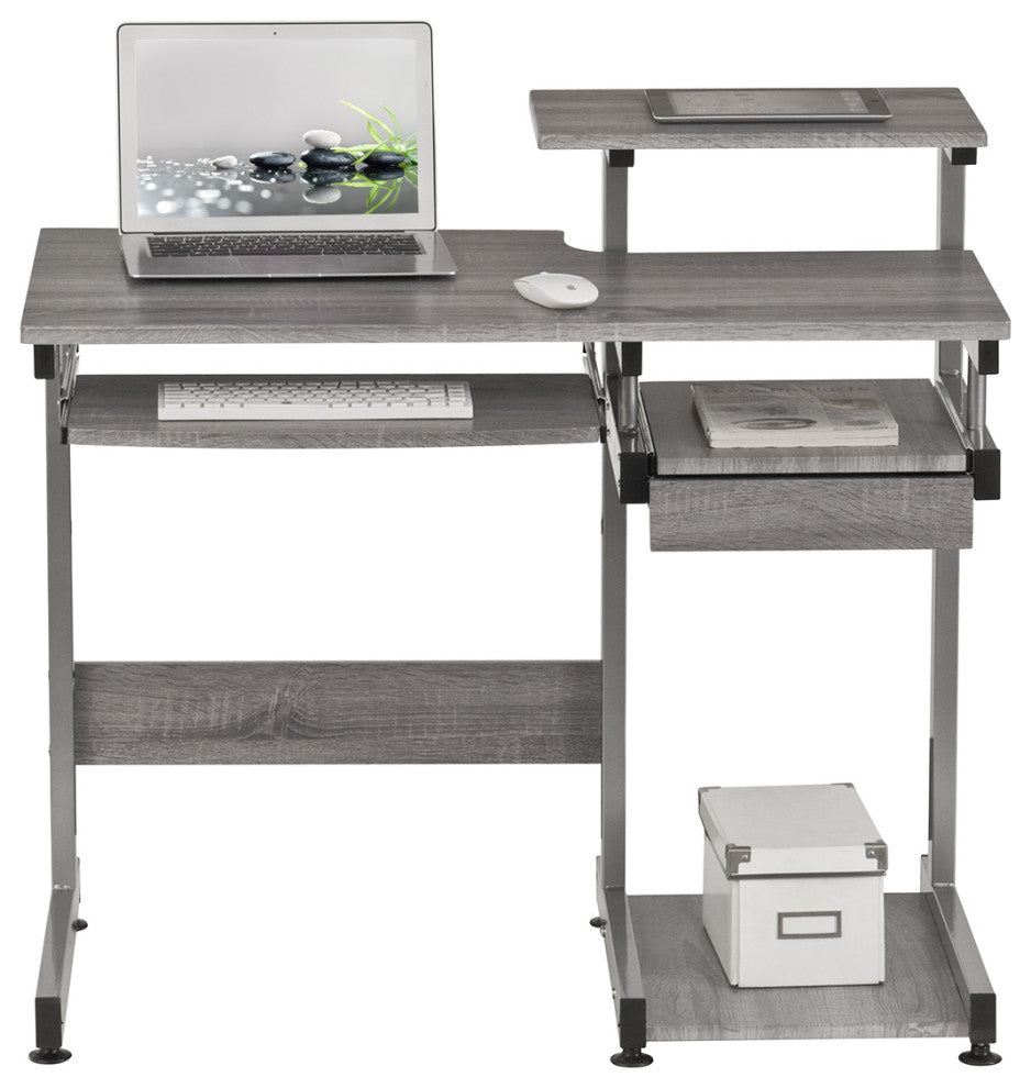 Techni Mobili Complete Computer Workstation Desk, Grey