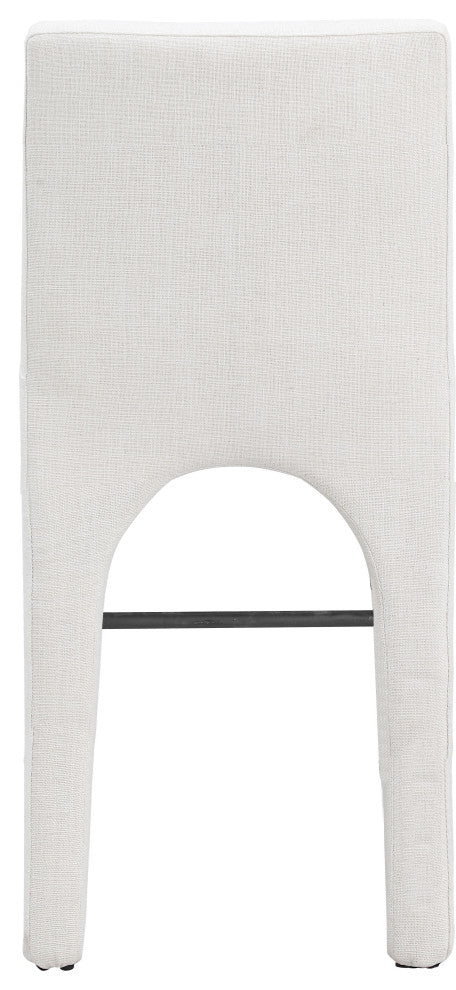 Gramercy Linen Textured Fabric Stool, Cream