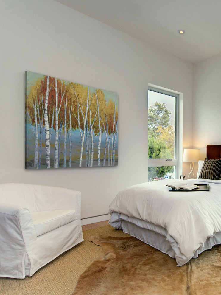 "Sunlit Saplings I" Painting Print on Wrapped Canvas by Julie Joy