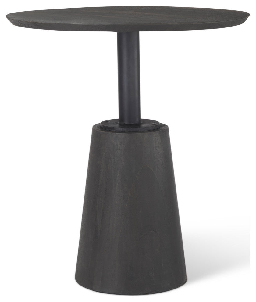 32" Round Black-Brown Wood Accent Pedestal Bistro Table