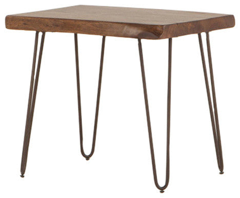 Grandby 26-Inch Acacia Wood Live Edge Side Table in Walnut Finish