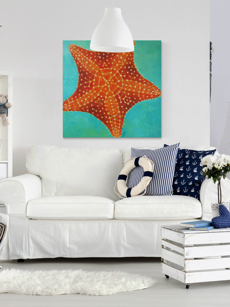 Marmont Hill, "Orange Starfish" by Nicola Joyner Print on Wrapped Canvas, 48x48