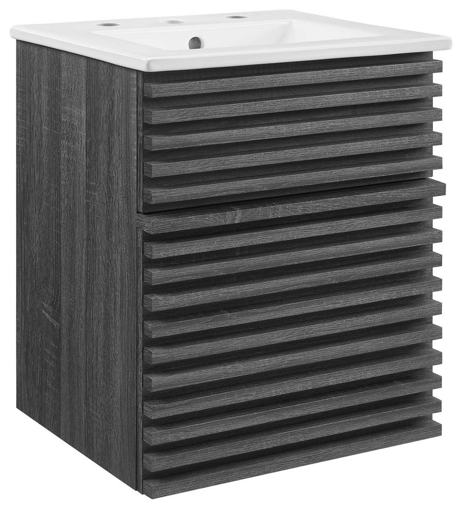 Render 18" Wall-Mount Bathroom Vanity, Charcoal White