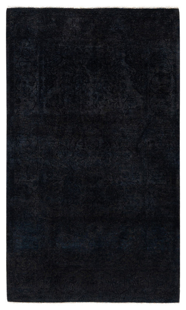 Overdyed One-of-a-Kind Hand-Knotted Area Rug Black, 3' 2" x 5' 4"