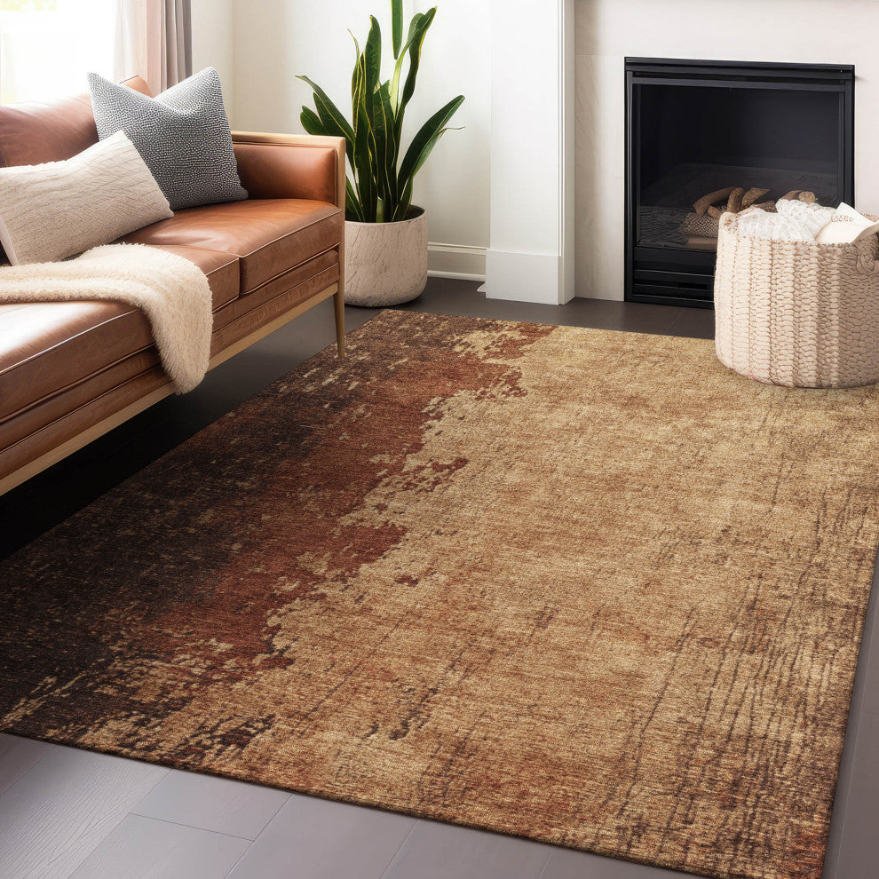 Machine Washable Indoor/Outdoor Chantille ACN1912 Tan 3' x 5' Rug