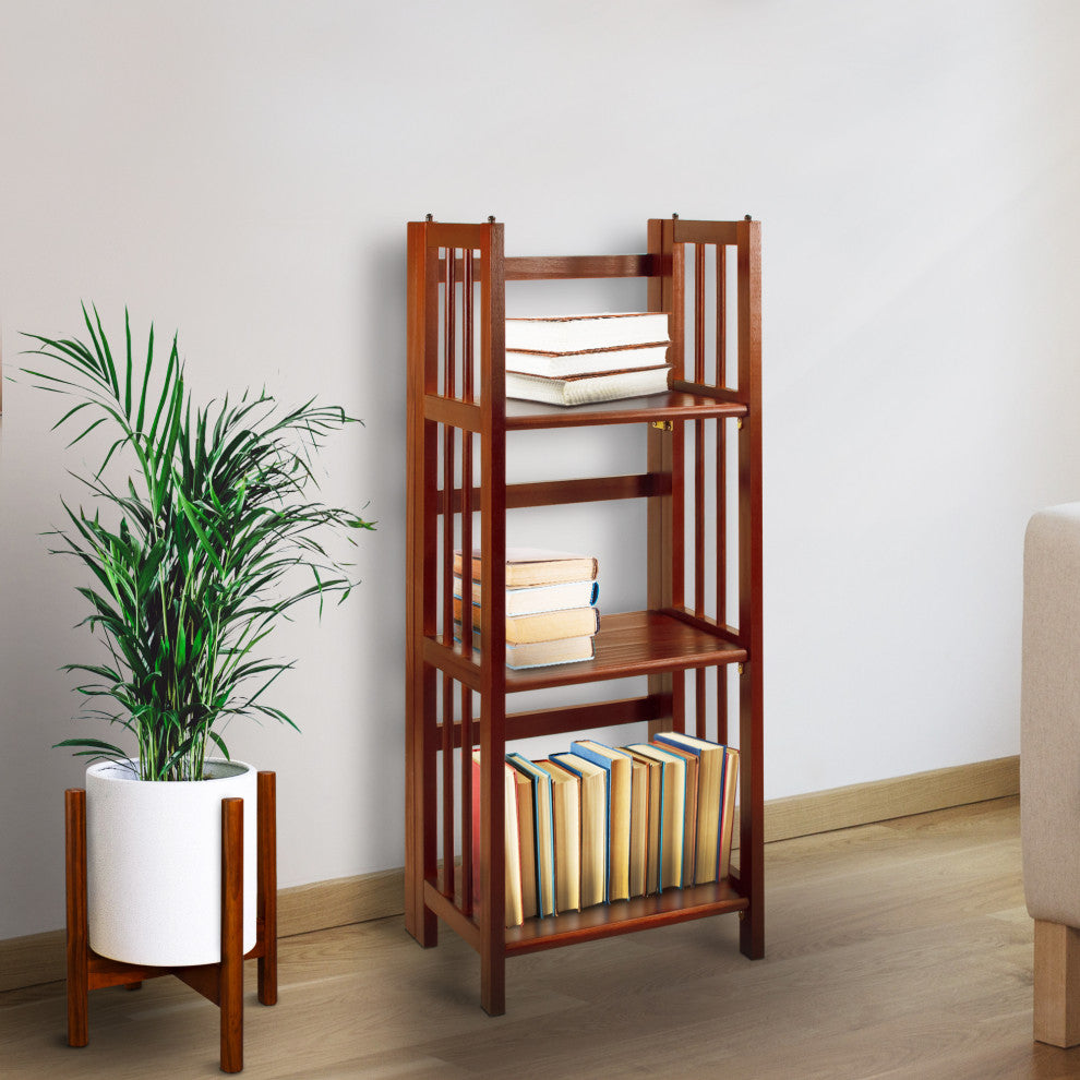 03-Shelf Folding Bookcase 14" Wide-Walnut