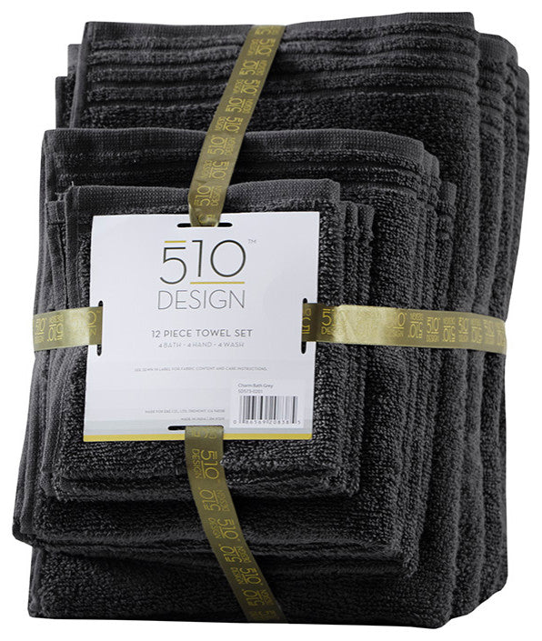 510 Design Big Bundle 100% Cotton Quick Dry 12 Piece Bath Towel Set