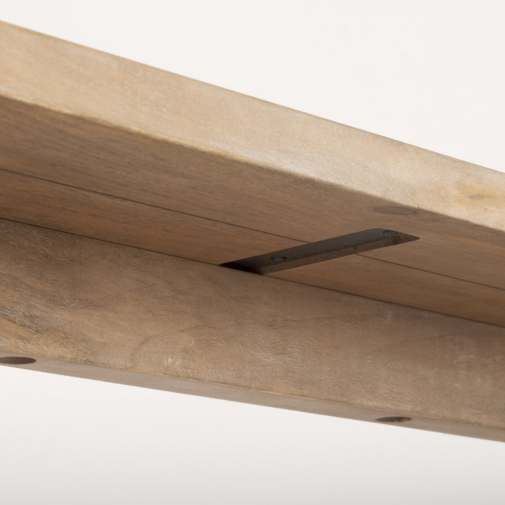 Grier Light Brown Solid Wood w/ Cane Accent Console Table