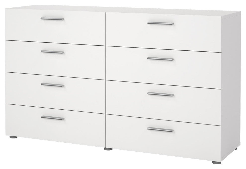 Tvilum Austin Contemporary 8 Drawer Double Dresser in White