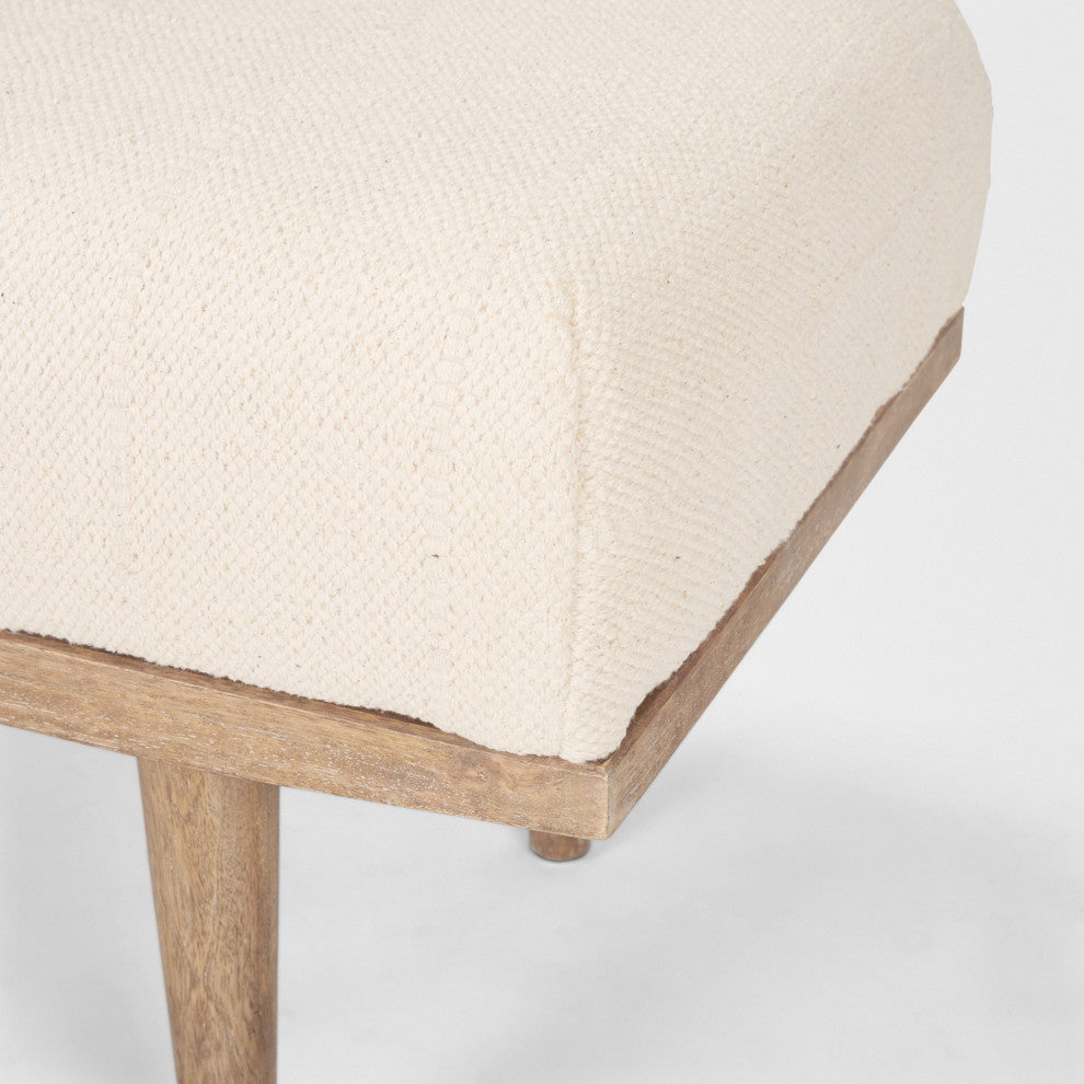 Shae Brown Wood With Oatmeal Fabric Bench