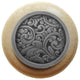 Saddleworth Wood Knob, Antique Brass, Natural Wood Finish, Antique Pewter