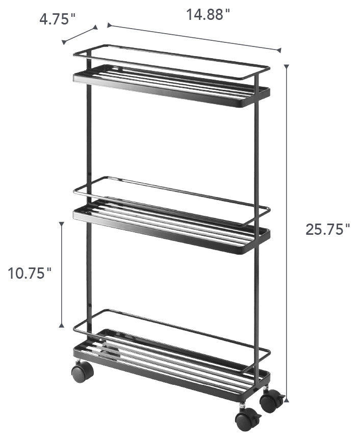 Tower Rolling Kitchen Storage Cart, Black