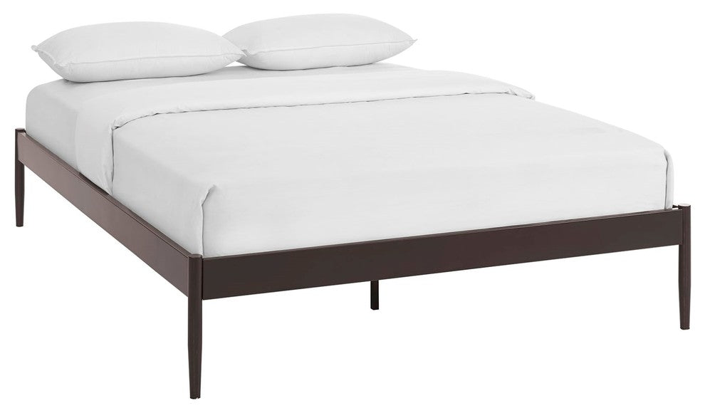 Modern Contemporary Urban King Size Platform Bed Frame, Brown, Metal Steel