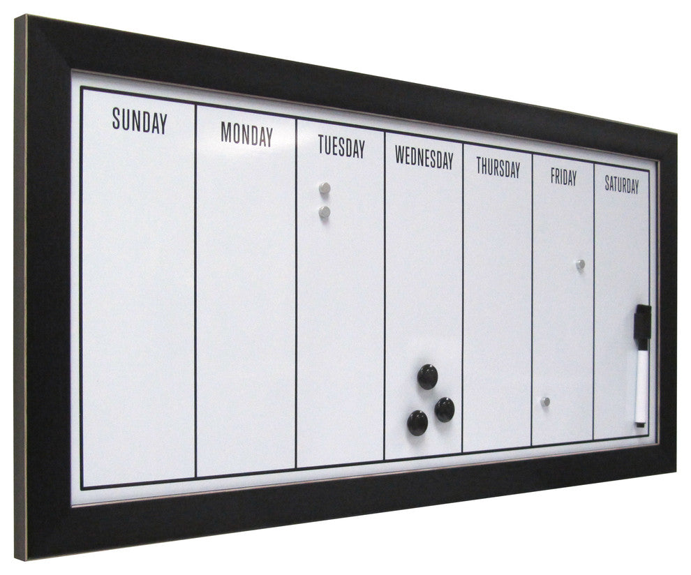Wyeth Black Framed Magnetic Dry Erase Board Weekly Calendar