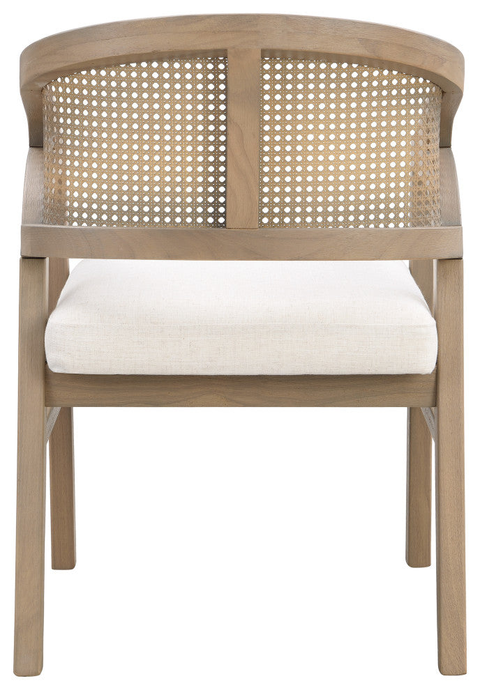 GDF Studio Wooden Frame Dining Chair With Cane Back, Light Ash + Beige, Set of 2
