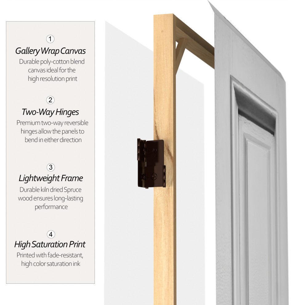 6' Tall Double Sided White Door Panel Canvas Room Divider