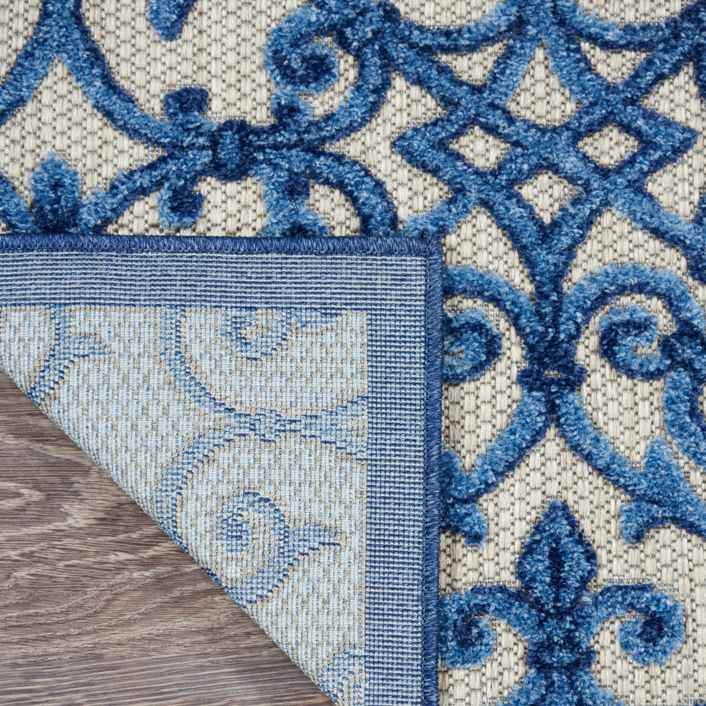 Nourison Aloha 2'3" x 10' Grey Blue Contemporary Rug