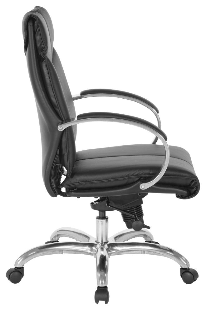 Deluxe Mid Back Black Executive Leather Office Chair