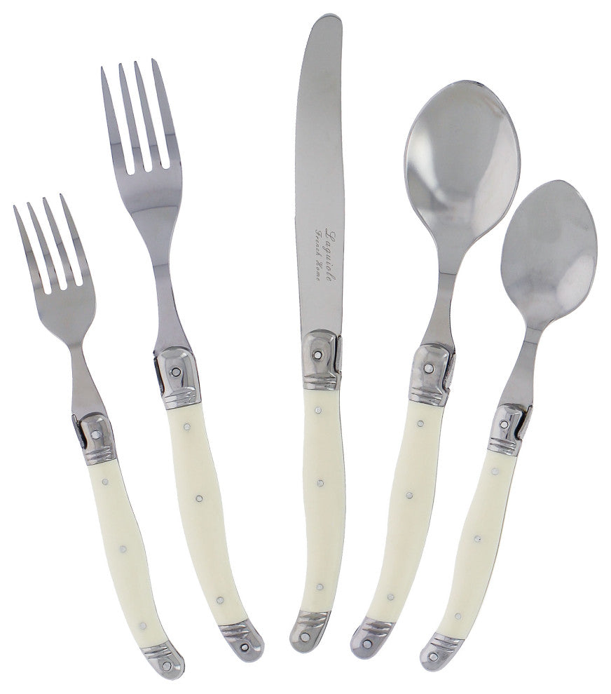 20 Piece Laguiole Faux Ivory Flatware Set