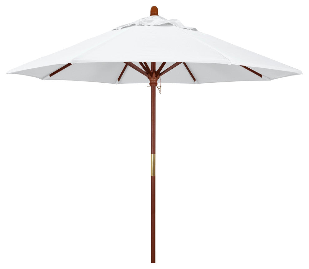 9' Square Push Lift Wood Umbrella, Olefin, White