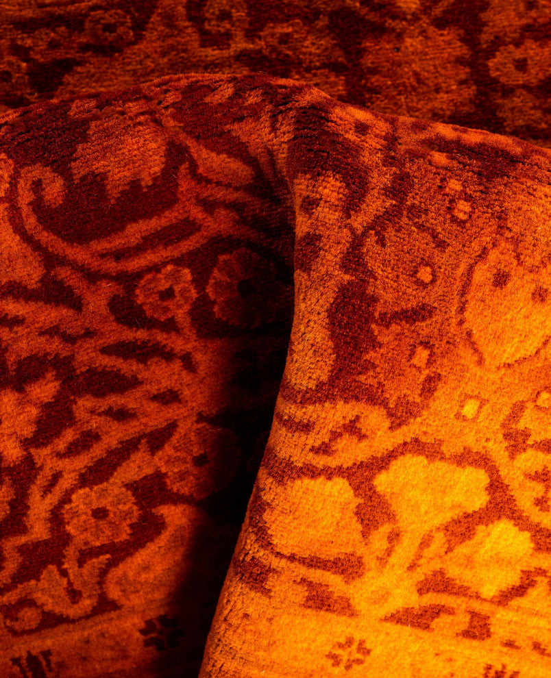 Overdyed One-of-a-Kind Hand-Knotted Area Rug Orange, 3' 2" x 4' 10"