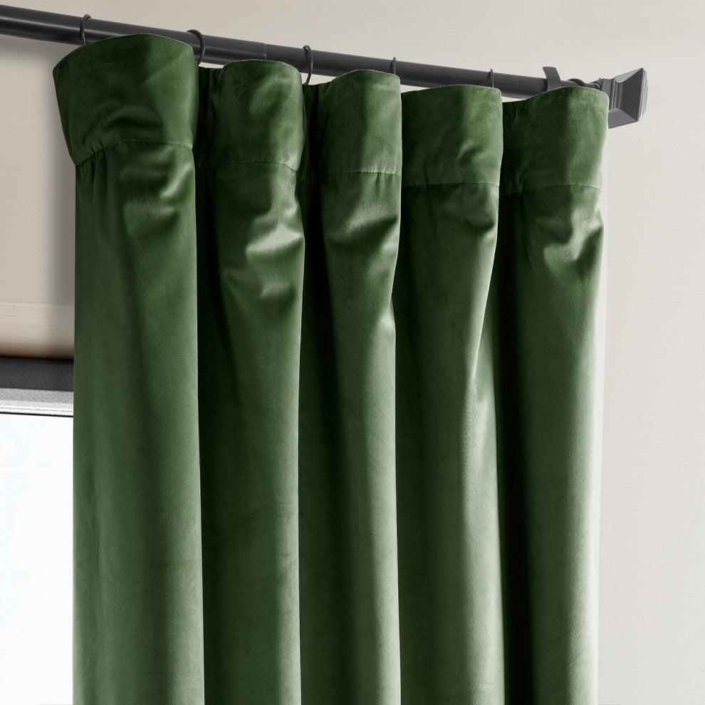 Heritage Plush Velvet Curtain Single Panel, Eden Green, 50"x108"