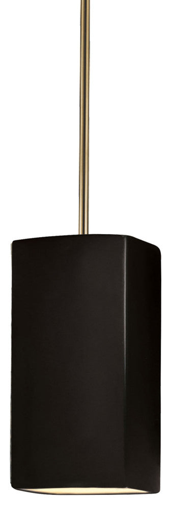 Rectangle Pendant, Carbon Matte Black, Antique Brass, Incandescent