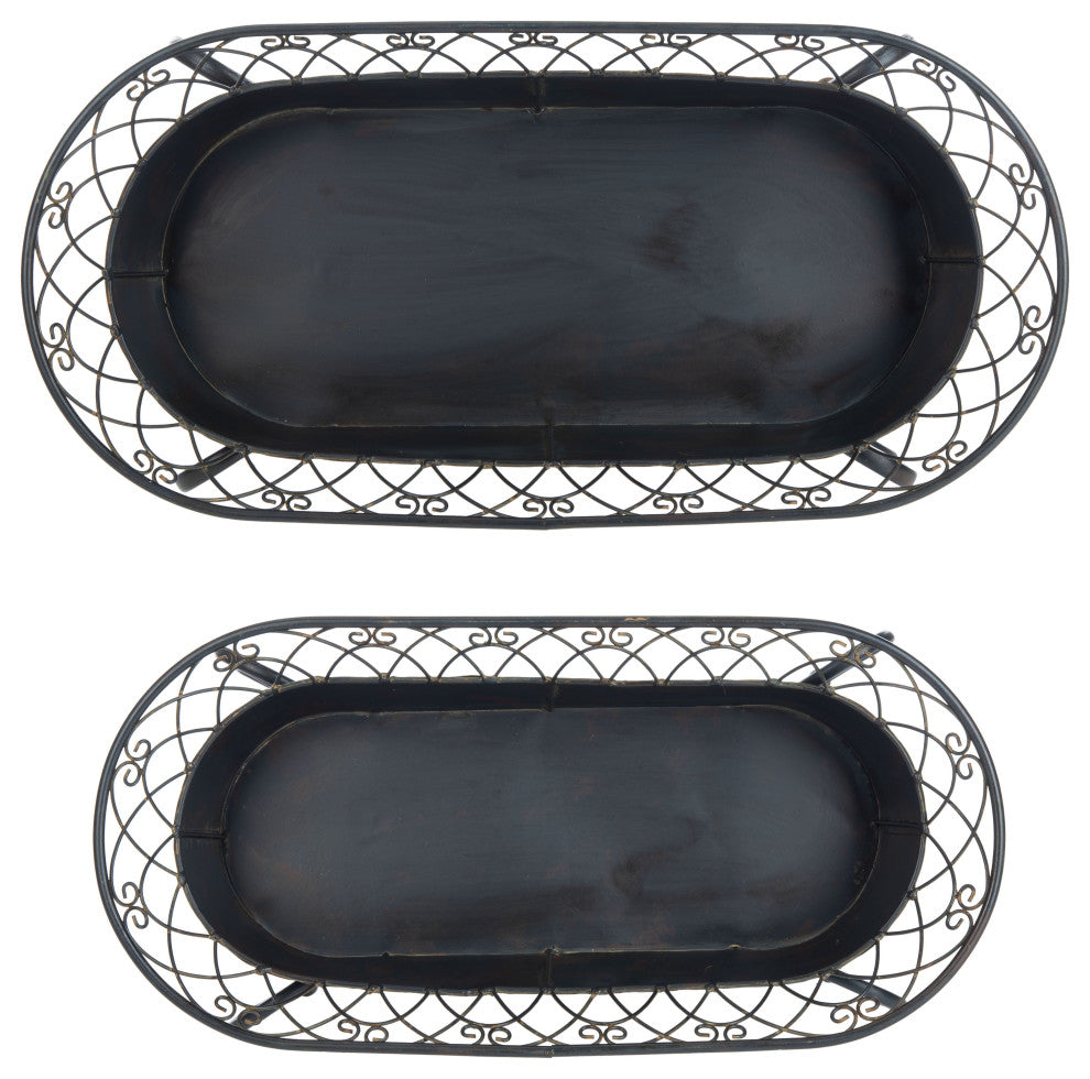 Safavieh Hendrick 2-Piece Outdoor Planters Black Rust