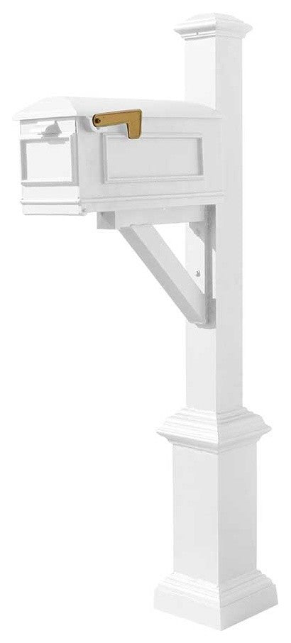 Westhaven System With Lewiston Mailbox, Square Base, Pyramid Finial, White