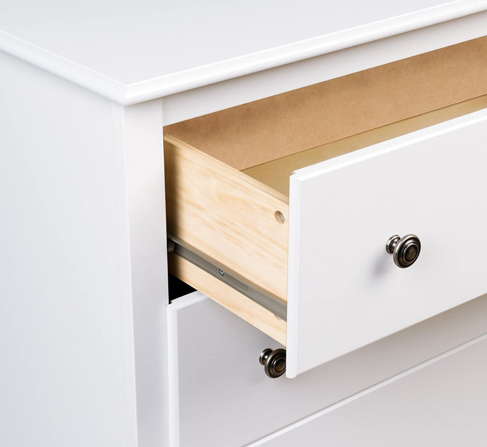 Contemporary Double Dresser, MDF Construction With 6 Storage Drawers, White