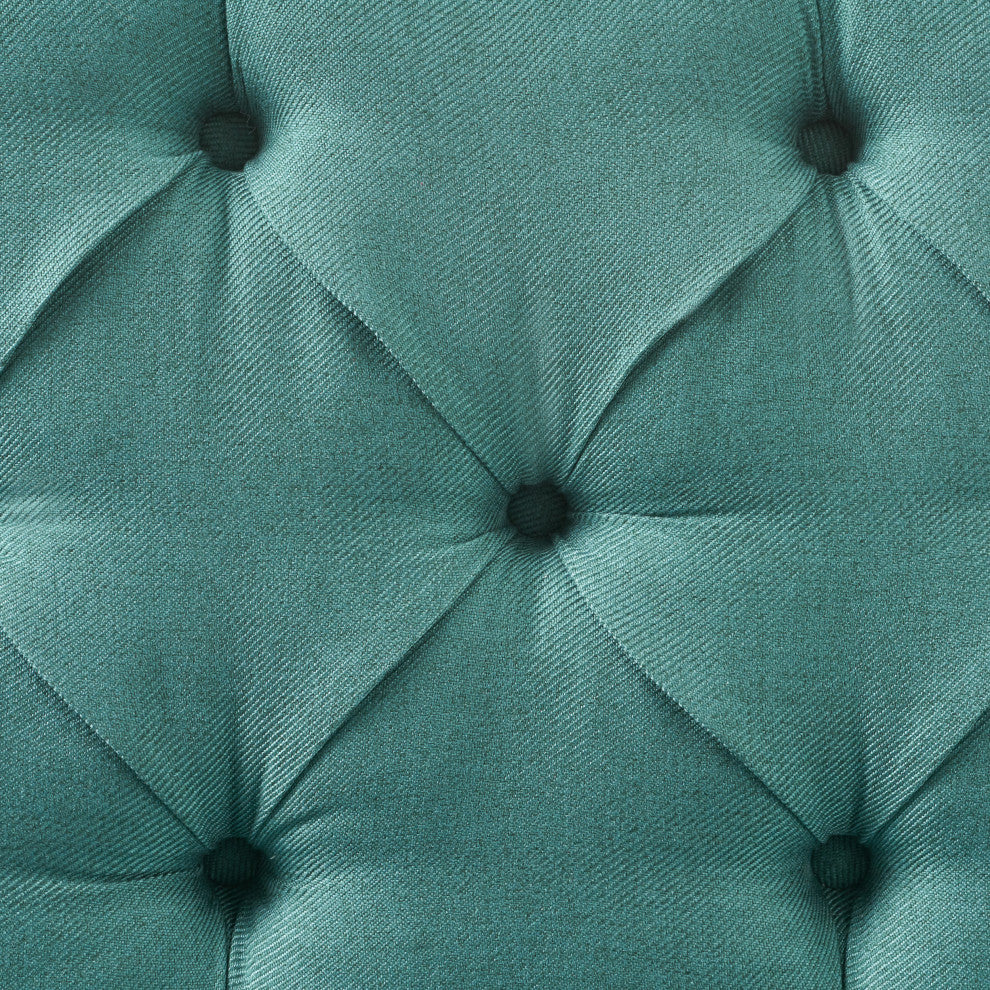 GDF Studio Nicoletta Tufted Fabric Settee Loveseat, Dark Teal